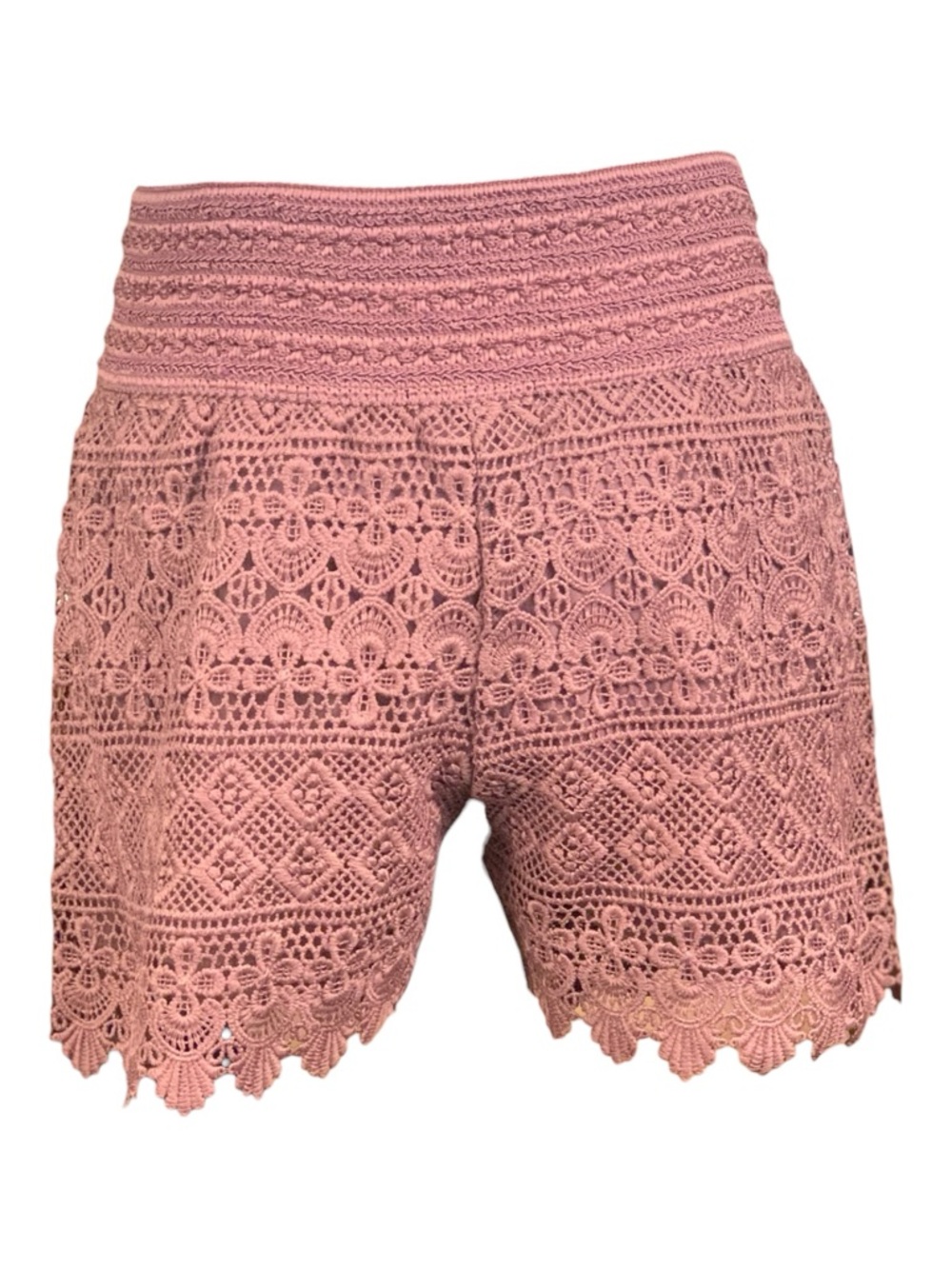 Pink Mauve Crochet Lace Summer Shorts Elastic Waist Coquette Soft Girl Medium